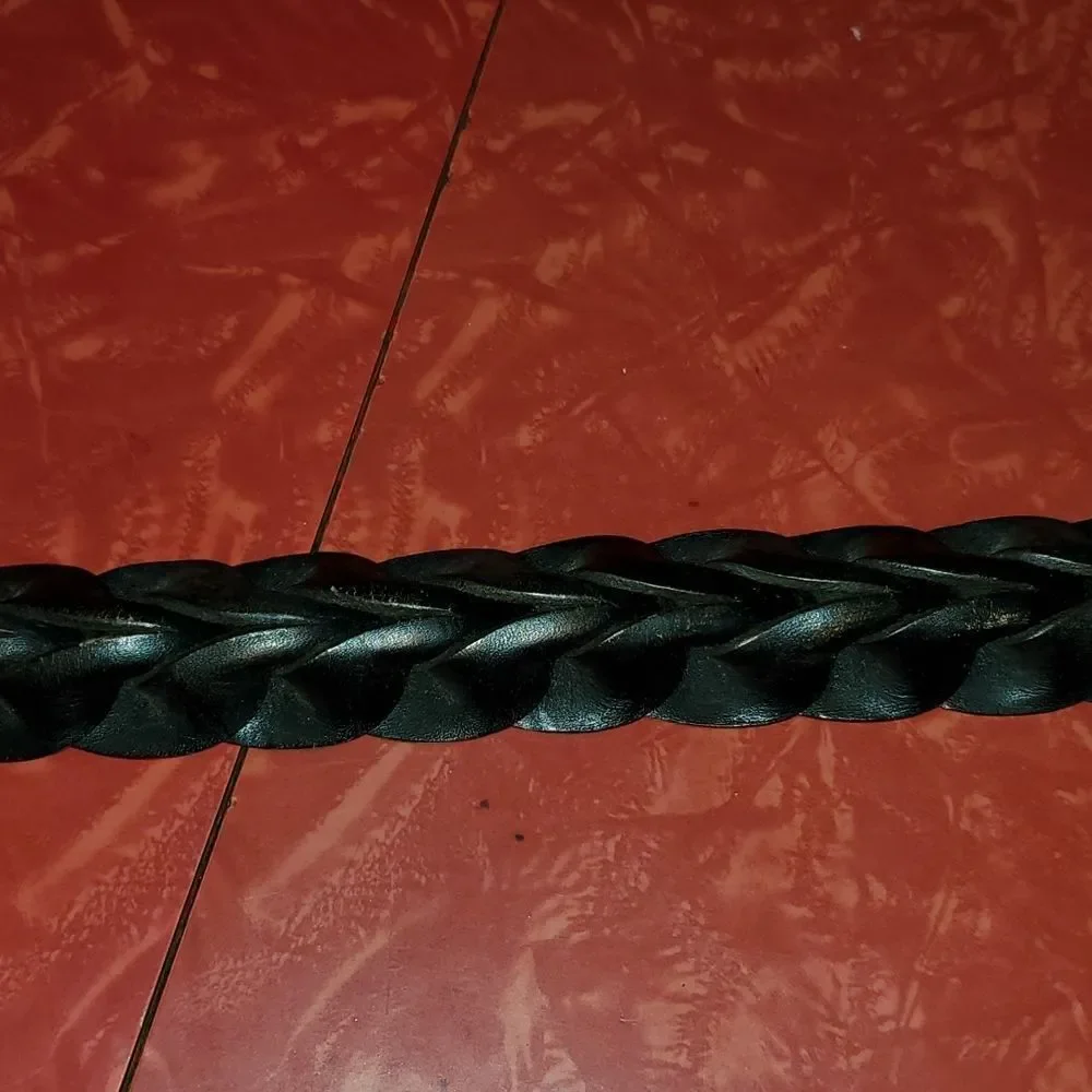 Vintage Brighton Black Leather Woven Belt 36